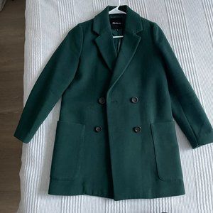 Madewell Green Double-Breasted Wool Coat, XS